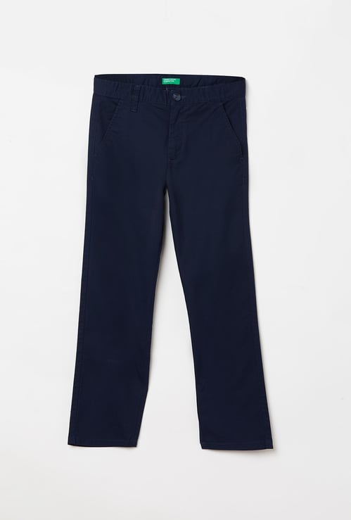 UNITED COLORS OF BENETTON Solid Flat-Front Casual Trousers