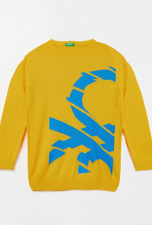 UNITED COLORS OF BENETTON Boys Intarsia Patterned Full Sleeves Sweater