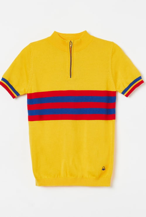 UNITED COLORS OF BENETTON Boys Striped Zip-Closure Sweater
