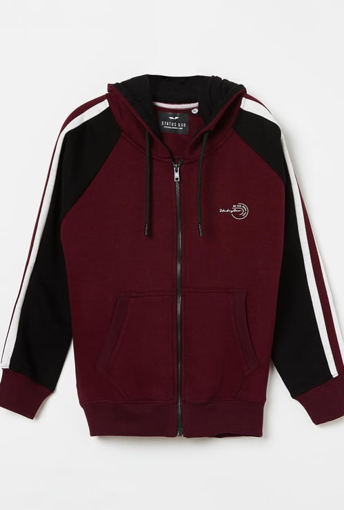 STATUS QUO Boys Solid Full Sleeves Hooded Sweatsirt