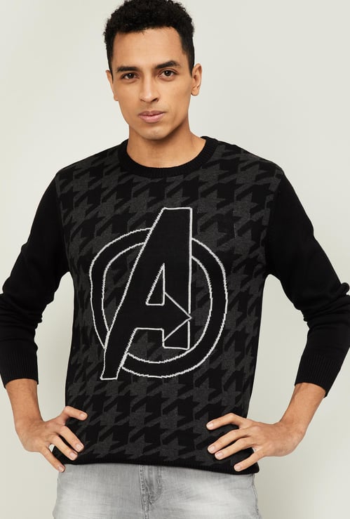FREE AUTHORITY Men The Avengers Pattern Houndstooth Sweater
