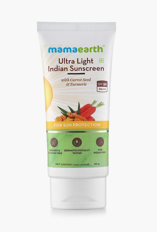 MAMAEARTH Ultra Light Indian Sunscreen SPF50 PA+++  80gm