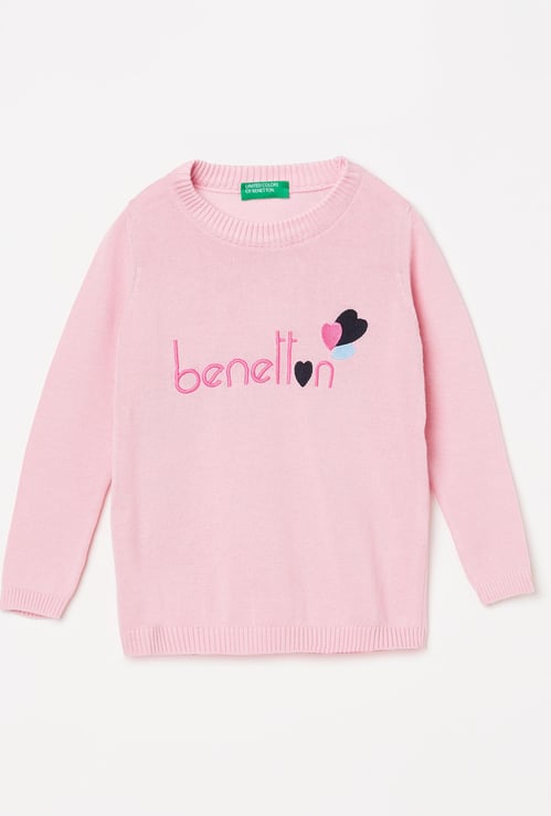 UNITED COLORS OF BENETTON Girls Textured Full Sleeves Sweater