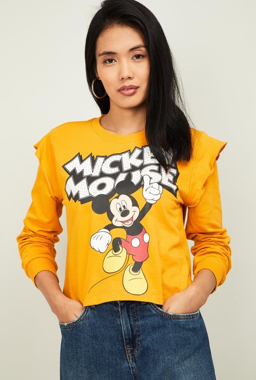 GINGER Women Mickey Mouse Print Sweatshirt