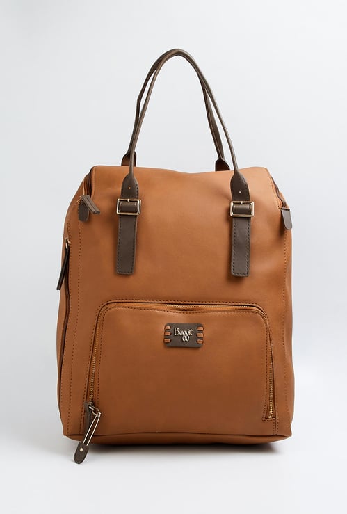 BAGGIT Women Solid Zip-Closure Backpack