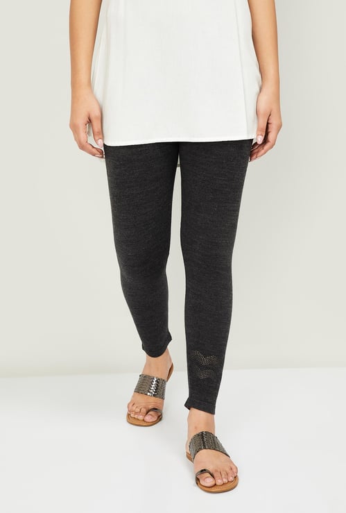 MELANGE Women Textured Ankle-Length Leggings