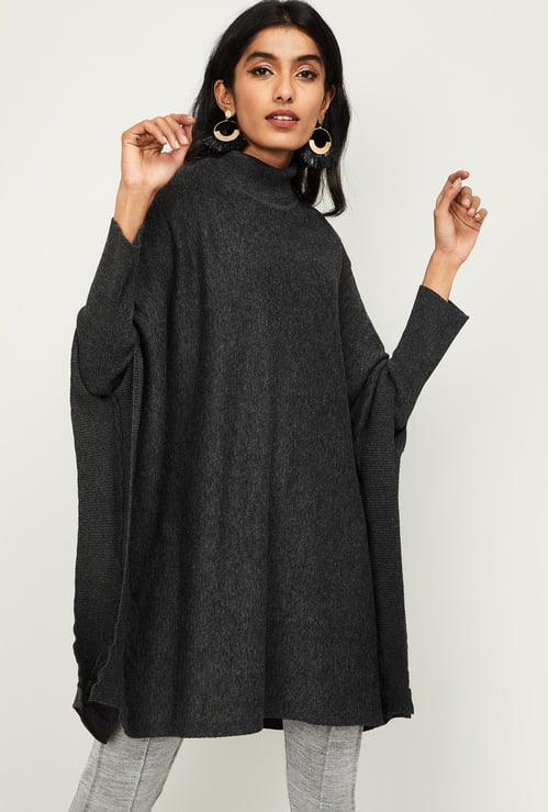 MELANGE Women Solid Longline Boxy Sweater