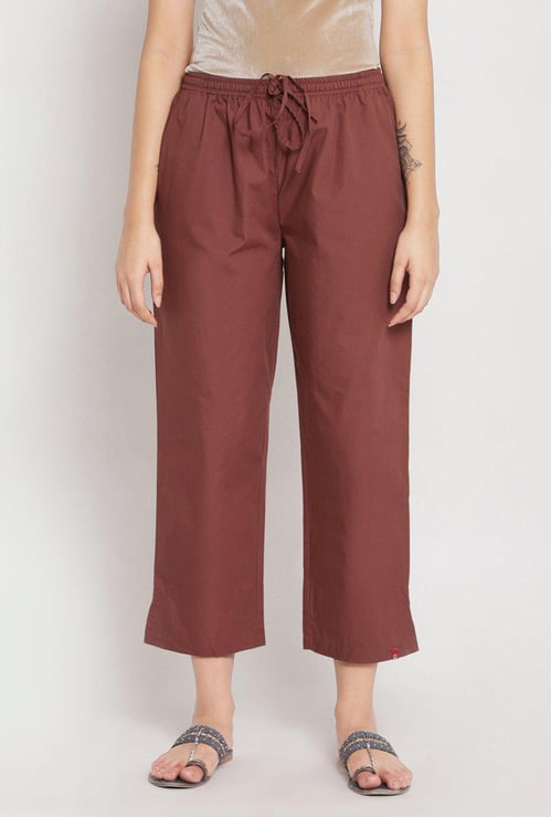 BIBA Women Solid Elasticated Straight Pants