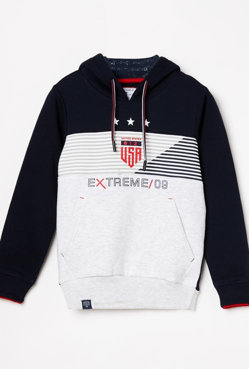 MONTE CARLO Boys Printed Colourblock Hoodie