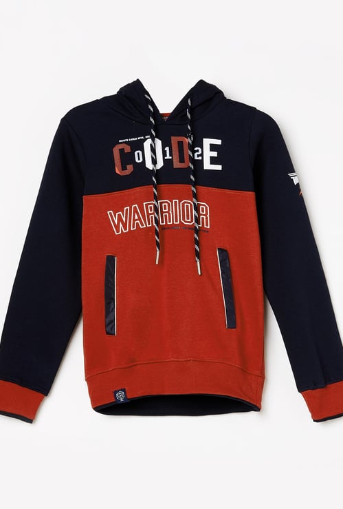 MONTE CARLO Boys Typographic Print Colourblock Hoodie