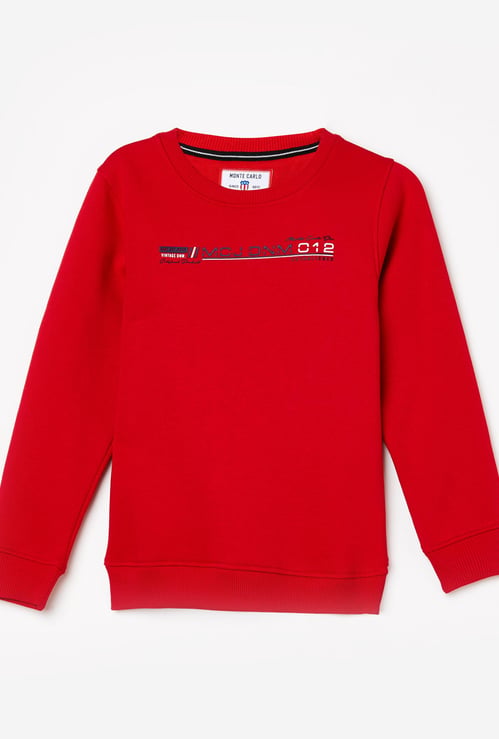 MONTE CARLO Boys Typographic Print Full Sleeves Sweatshirt