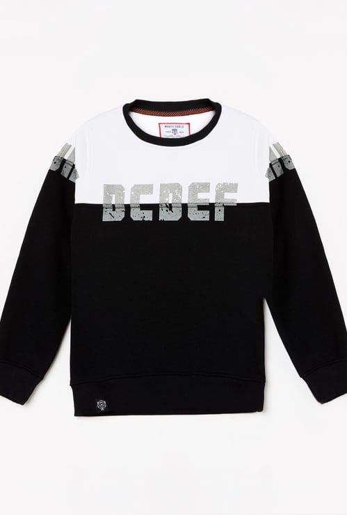 MONTE CARLO Boys Typographic Print Colourblock Sweatshirt