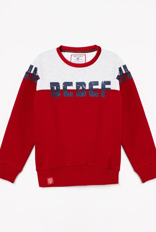 MONTE CARLO Boys Typographic Print Colourblock Sweatshirt