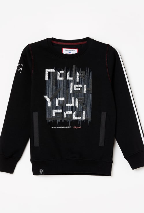 MONTE CARLO Boys Typographic Print Full Sleeves Sweatshirt