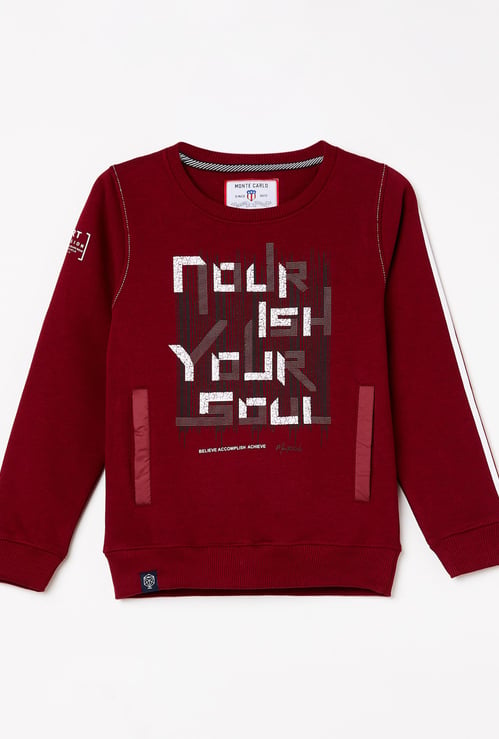 MONTE CARLO Boys Typographic Print Full Sleeves Sweatshirt