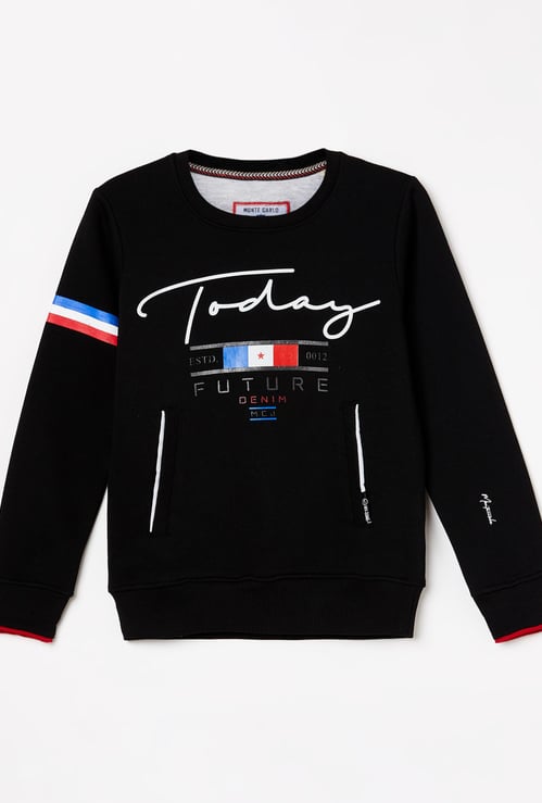MONTE CARLO Boys Typographic Print Full Sleeves Sweatshirt