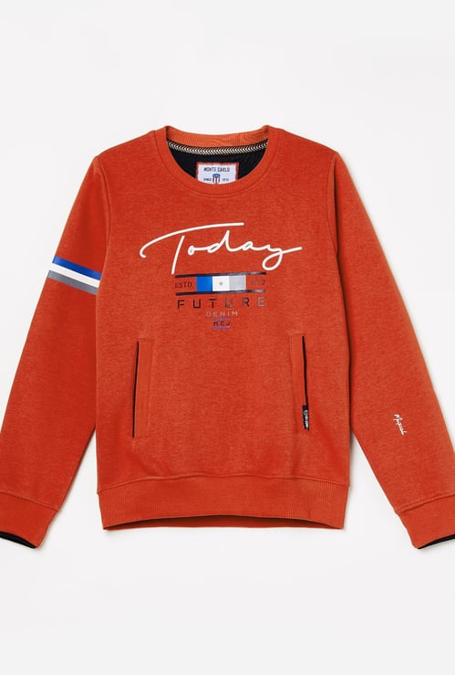 MONTE CARLO Boys Typographic Print Full Sleeves Sweatshirt