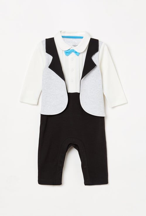 FS MINI KLUB Boys Tuxedo Romper with Waistcoat