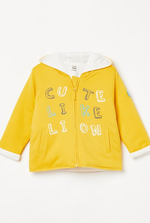 FS MINI KLUB Boys Typographic Print Zip-Front Hoodie