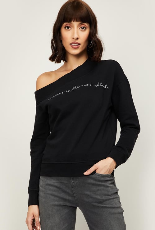 VERO MODA Women Printed Off-Shoulder Sweatshirt