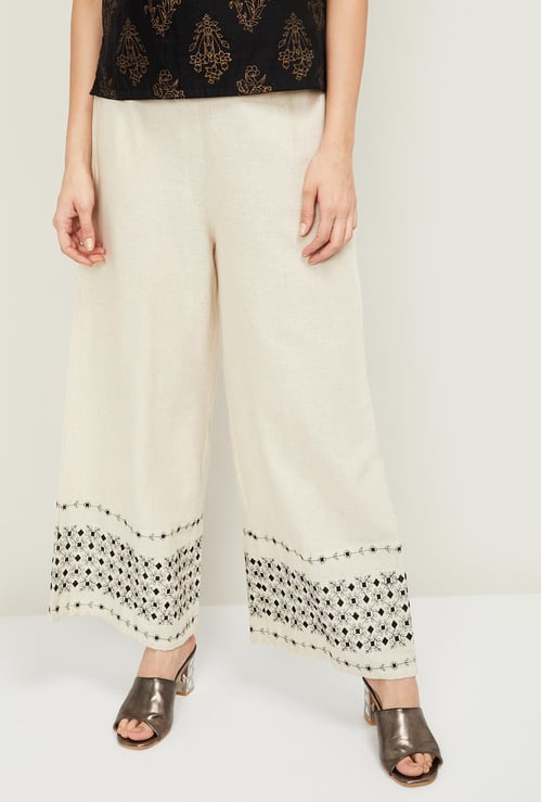 W Women Printed Elasticated Palazzos