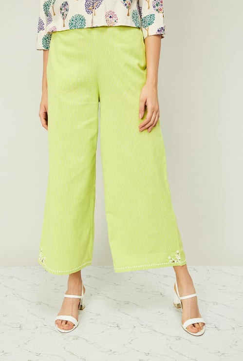 W Women Striped Elasticated Flared Pants
