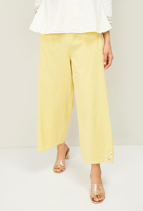 W Women Striped Elasticated Parallel Pants