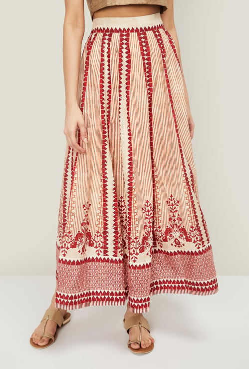 W Women Printed Flared Maxi Skirt