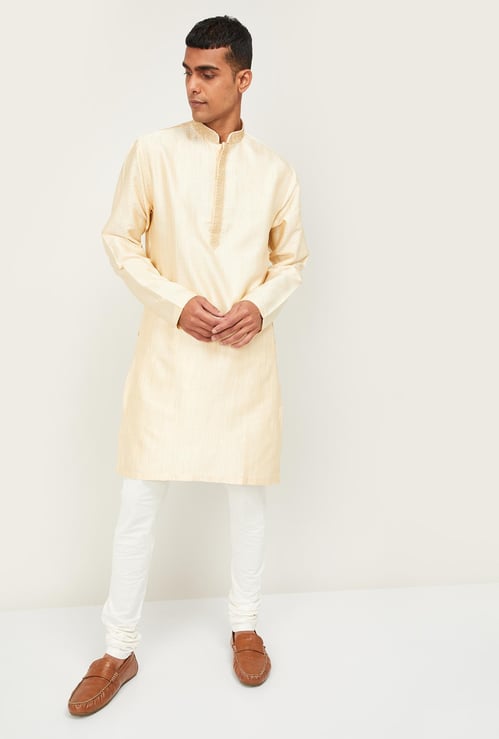 MELANGE Men Patterned Band Collar Kurta with Pyjamas