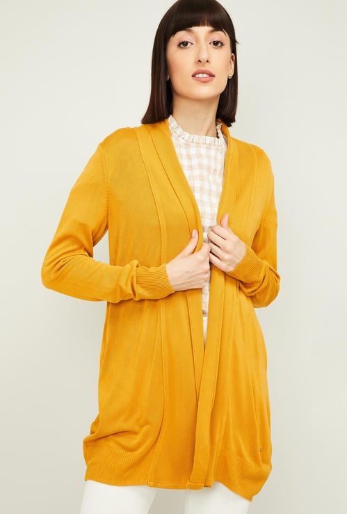VAN HEUSEN Women Solid Open-Front Knitted Shrug