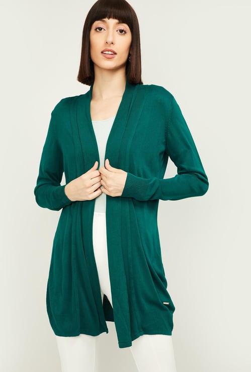 VAN HEUSEN Women Solid Open-Front Knitted Shrug