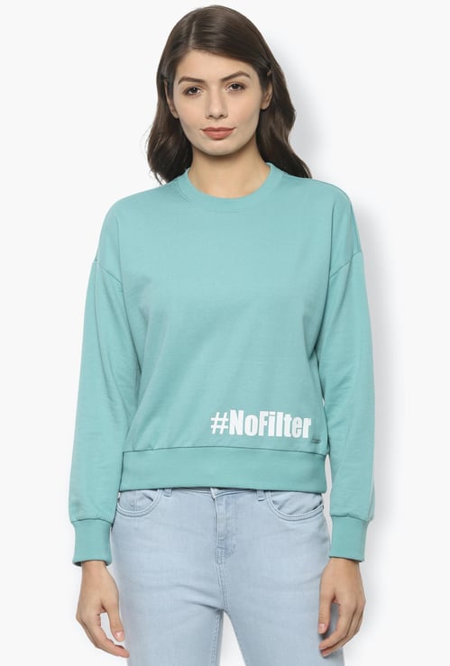 VAN HEUSEN Women Printed Crew Neck Sweatshirt