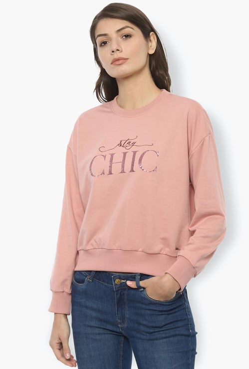 VAN HEUSEN Women Typographic Print Sweatshirt