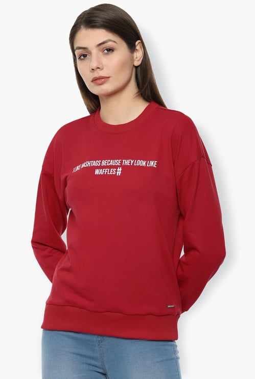 VAN HEUSEN Women Printed Crew Neck Sweatshirt