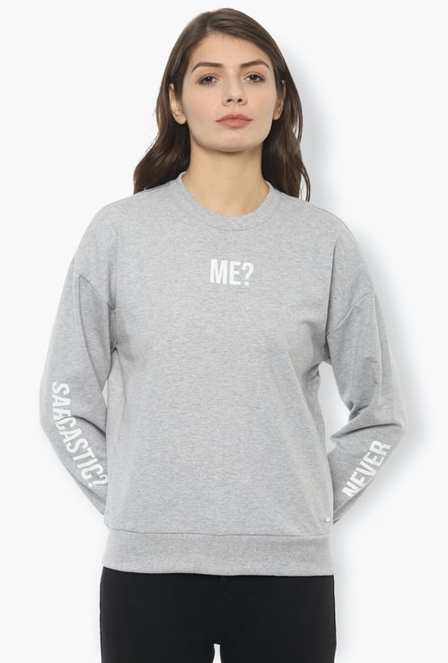 VAN HEUSEN Women Printed Crew Neck Sweatshirt