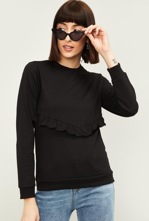 VAN HEUSEN Women Solid Round Neck Sweatshirt