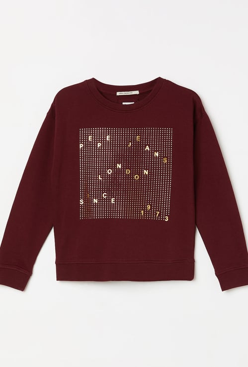 PEPE JEANS Girls Printed Full Sleeves Sweatshirt