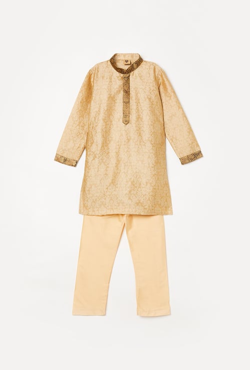 MANYAVAR Boys Self-Design Short Kurta with Pants