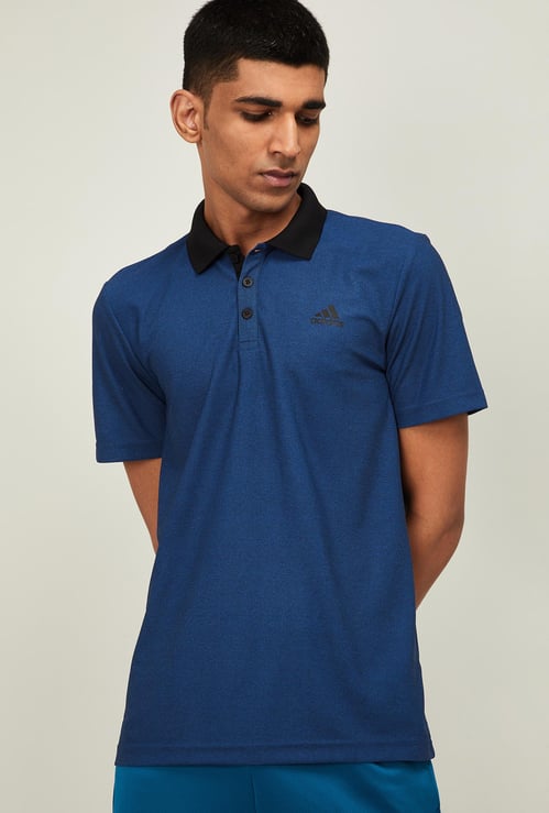 ADIDAS Men Textured Short Sleeves Regular Fit Polo T-shirt