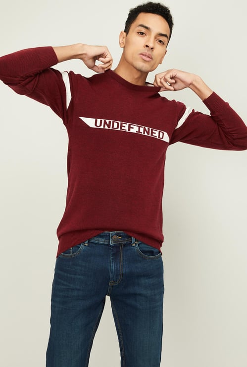 STATUS QUO Men Knitted Crew Neck Sweater