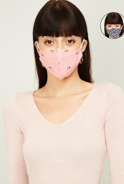 GINGER Women Printed Reusable Reversible Masks - Pack of 2