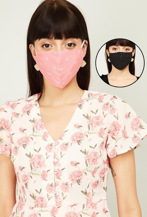 GINGER Women Printed Reusable Reversible Masks - Pack of 2