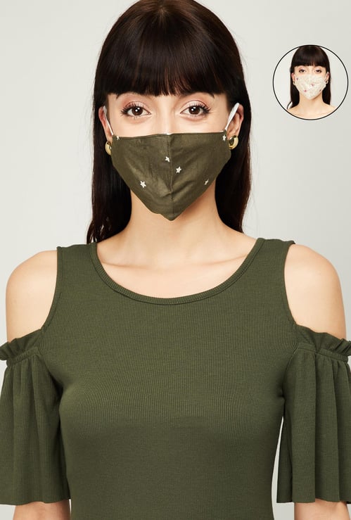 GINGER Women Printed Reusable Reversible Masks - Pack of 2