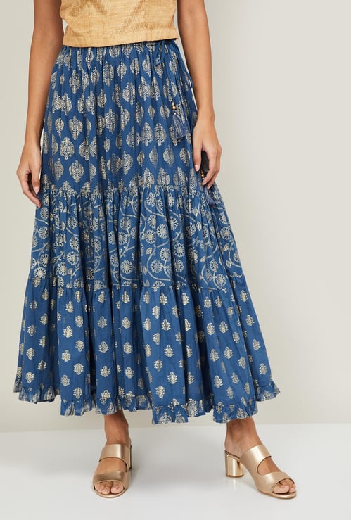 BIBA Women Printed Elasticated A-line Skirt