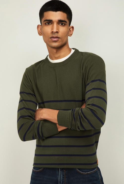 LEE COOPER Men Textured Full Sleeves Sweater