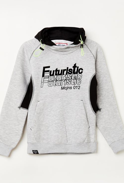 MONTE CARLO Boys Typographic Print Hoodie with Raglan Sleeves