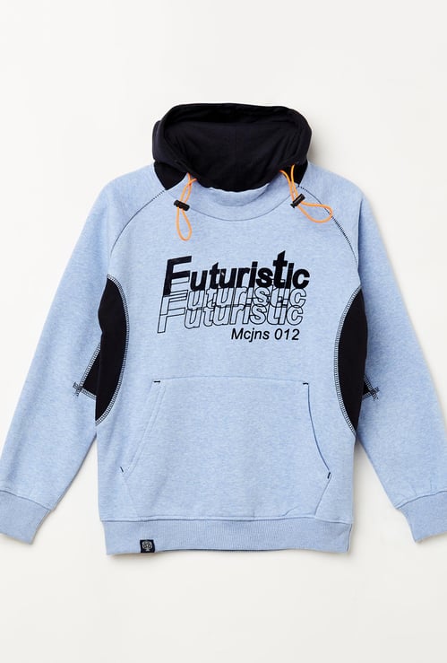 MONTE CARLO Boys Typographic Print Hoodie with Raglan Sleeves