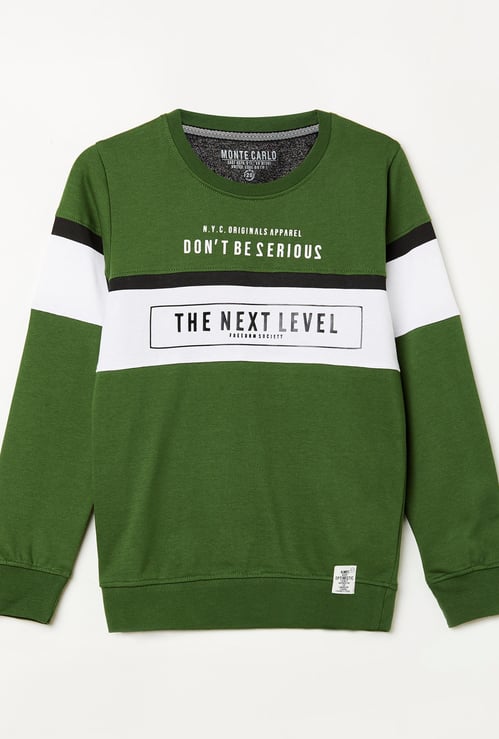MONTE CARLO Boys Typographic Print Colourblock Sweatshirt