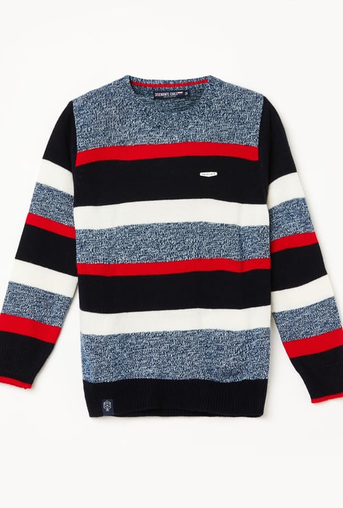 MONTE CARLO Boys Striped Crew Neck Sweater