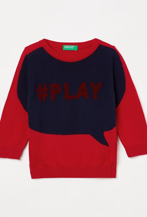 UNITED COLORS OF BENETTON Boys Textured Full Sleeves Sweater